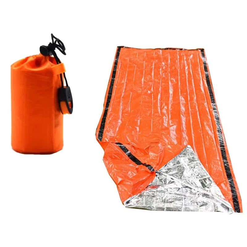 1PCS Portable Mylar Emergency Sleeping Bag Waterproof Thermal Sack for Outdoor Camping EDC First Aid Rescue Kit Portable Blanket
