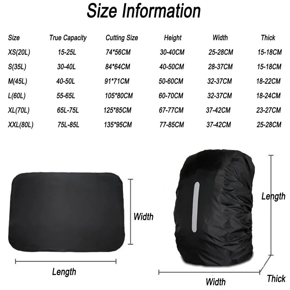 KoKossi 20L-80L Backpack Rain Cover Mountain Climbing Reflective Outdoor Waterproof Bag Camping Hiking Bag Dust Cover Woman Men