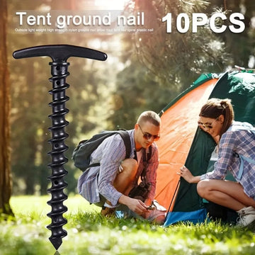 10 Pcs/Pack Outdoor Camping Tent Pegs Ground Nails Screw Anchor Stakes Pegs Hiking Tent Stakes Pins Tent Accessories